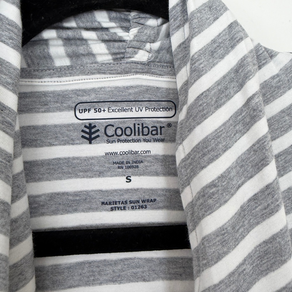 Coolibar NWT Womens Marietas Sun Wrap UPF 50+ Striped Cardigan Grey White Small - Picture 6 of 12